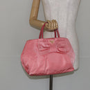 PRADA Tote Bag Nylon Pink Gold Auth 147954-21