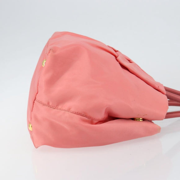 PRADA Tote Bag Nylon Pink Gold Auth 147954