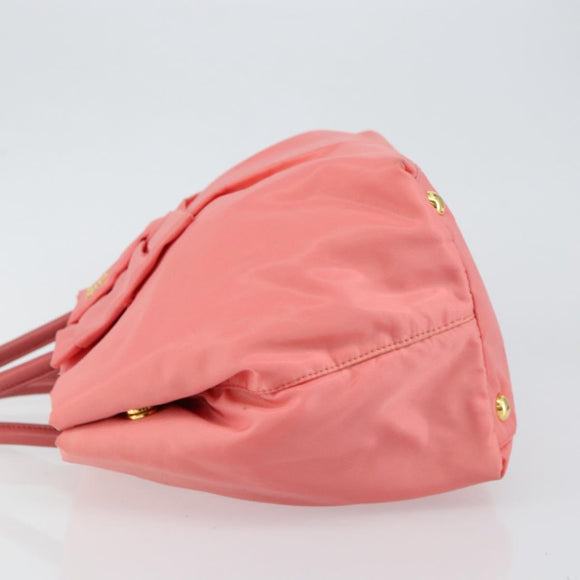 PRADA Tote Bag Nylon Pink Gold Auth 147954