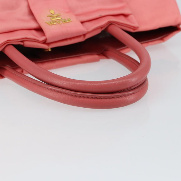 PRADA Tote Bag Nylon Pink Gold Auth 147954