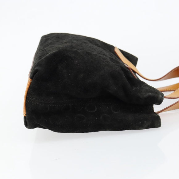 CELINE C Sulky Hand Bag Suede Black Silver Auth 147956