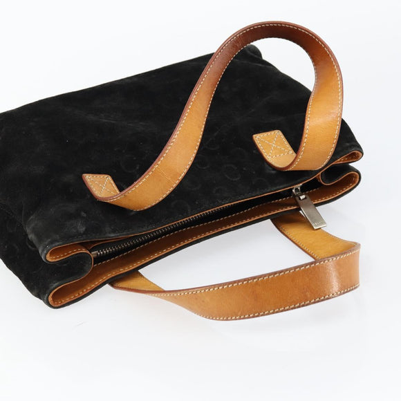 CELINE C Sulky Hand Bag Suede Black Silver Auth 147956