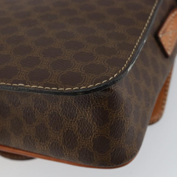 CELINE Macadam Canvas Circle Shoulder Bag PVC Leather Brown Gold Auth 147957