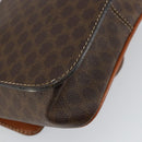 CELINE Macadam Canvas Circle Shoulder Bag PVC Leather Brown Gold Auth 147957-8