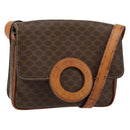 CELINE Macadam Canvas Circle Shoulder Bag PVC Leather Brown Gold Auth 147957-1