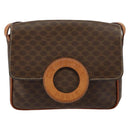 CELINE Macadam Canvas Circle Shoulder Bag PVC Leather Brown Gold Auth 147957-13