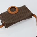 CELINE Macadam Canvas Circle Shoulder Bag PVC Leather Brown Gold Auth 147957-6