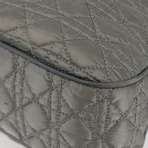 Christian Dior Canage Hand Bag Nylon Gray Silver Auth 147959