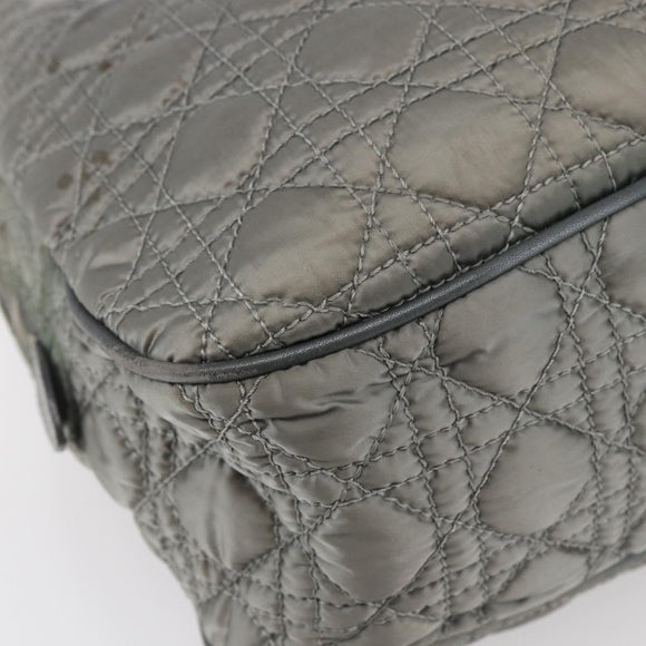 Christian Dior Canage Hand Bag Nylon Gray Silver Auth 147959