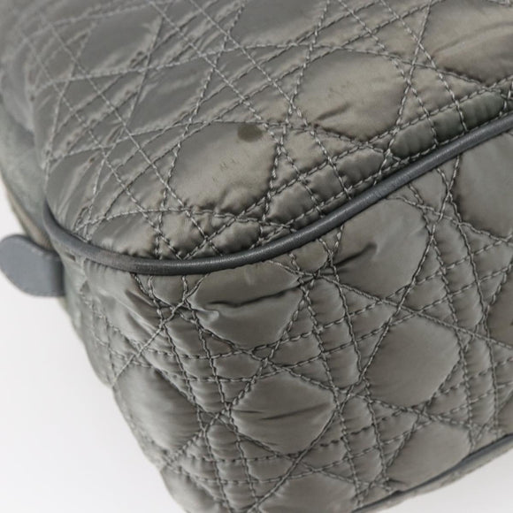 Christian Dior Canage Hand Bag Nylon Gray Silver Auth 147959