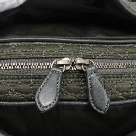 Christian Dior Canage Hand Bag Nylon Gray Silver Auth 147959