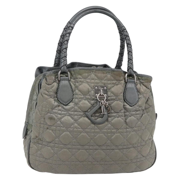 Christian Dior Canage Hand Bag Nylon Gray Silver Auth 147959