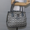 Christian Dior Canage Hand Bag Nylon Gray Silver Auth 147959-24