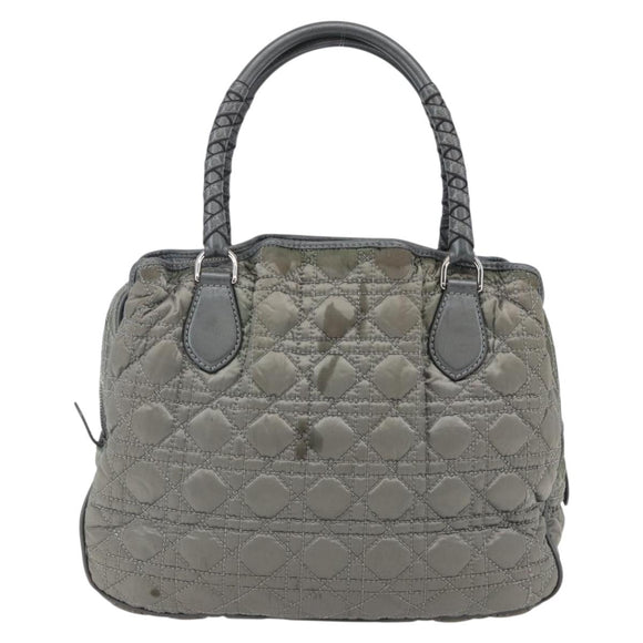 Christian Dior Canage Hand Bag Nylon Gray Silver Auth 147959