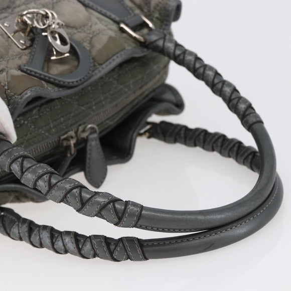 Christian Dior Canage Hand Bag Nylon Gray Silver Auth 147959