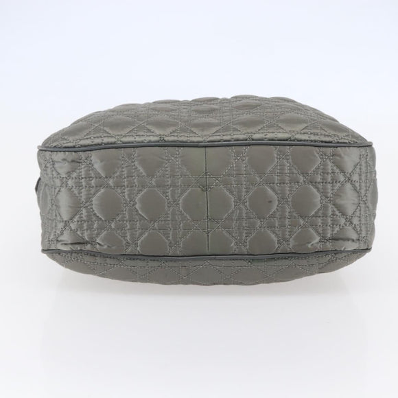 Christian Dior Canage Hand Bag Nylon Gray Silver Auth 147959