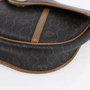 Christian Dior Honeycomb Canvas Shoulder Bag PVC Black Brown gold Auth 147960-9
