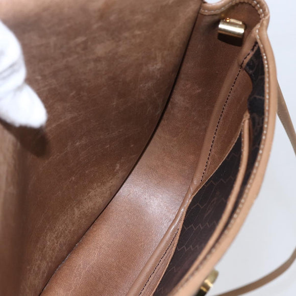 Christian Dior Honeycomb Canvas Shoulder Bag PVC Black Brown gold Auth 147960