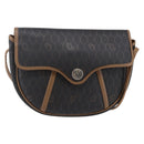 Christian Dior Honeycomb Canvas Shoulder Bag PVC Black Brown gold Auth 147960-1