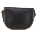 Christian Dior Honeycomb Canvas Shoulder Bag PVC Black Brown gold Auth 147960-2