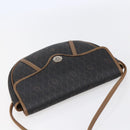 Christian Dior Honeycomb Canvas Shoulder Bag PVC Black Brown gold Auth 147960-6