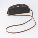 Christian Dior Honeycomb Canvas Shoulder Bag PVC Black Brown gold Auth 147960-7