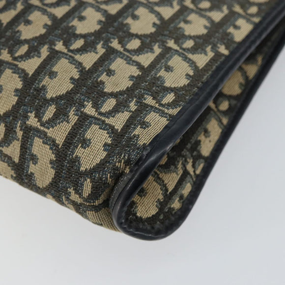 Christian Dior Trotter Canvas Shoulder Bag Navy Gold Auth 147961