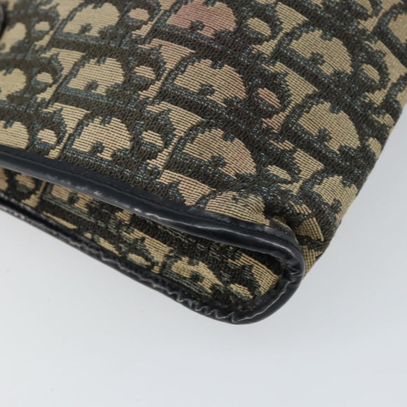 Christian Dior Trotter Canvas Shoulder Bag Navy Gold Auth 147961