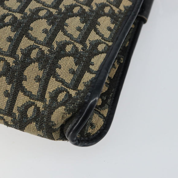 Christian Dior Trotter Canvas Shoulder Bag Navy Gold Auth 147961