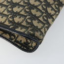 Christian Dior Trotter Canvas Shoulder Bag Navy Gold Auth 147961-16