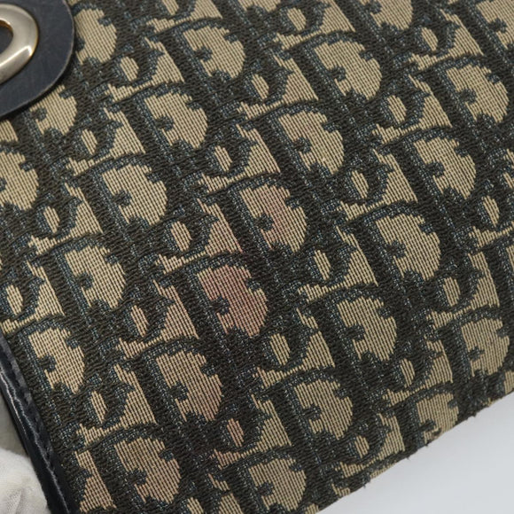 Christian Dior Trotter Canvas Shoulder Bag Navy Gold Auth 147961