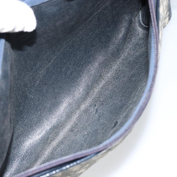 Christian Dior Trotter Canvas Shoulder Bag Navy Gold Auth 147961