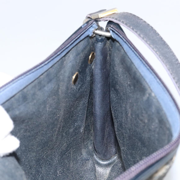 Christian Dior Trotter Canvas Shoulder Bag Navy Gold Auth 147961