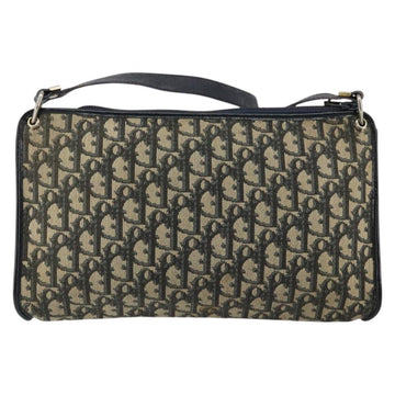 Christian Dior Trotter Canvas Shoulder Bag Navy Gold Auth 147961 - 0