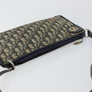 Christian Dior Trotter Canvas Shoulder Bag Navy Gold Auth 147961-6