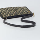 Christian Dior Trotter Canvas Shoulder Bag Navy Gold Auth 147961-7