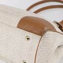 Salvatore Ferragamo Gancini Hand Bag Leather Ivory Gold Auth 147963-9