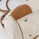 Salvatore Ferragamo Gancini Hand Bag Leather Ivory Gold Auth 147963-14