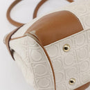 Salvatore Ferragamo Gancini Hand Bag Leather Ivory Gold Auth 147963-16