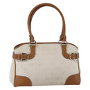 Salvatore Ferragamo Gancini Hand Bag Leather Ivory Gold Auth 147963-1