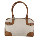 Salvatore Ferragamo Gancini Hand Bag Leather Ivory Gold Auth 147963-13