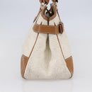 Salvatore Ferragamo Gancini Hand Bag Leather Ivory Gold Auth 147963-3