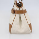 Salvatore Ferragamo Gancini Hand Bag Leather Ivory Gold Auth 147963-4