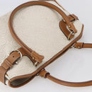 Salvatore Ferragamo Gancini Hand Bag Leather Ivory Gold Auth 147963-6