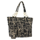 CHANEL Bysy Line Tote Bag Canvas Black CC Auth 147965-1
