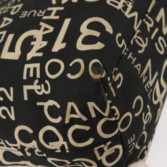 CHANEL Bysy Line Tote Bag Canvas Black CC Auth 147965