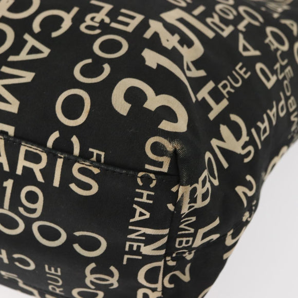 CHANEL Bysy Line Tote Bag Canvas Black CC Auth 147965