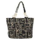 CHANEL Bysy Line Tote Bag Canvas Black CC Auth 147965-13