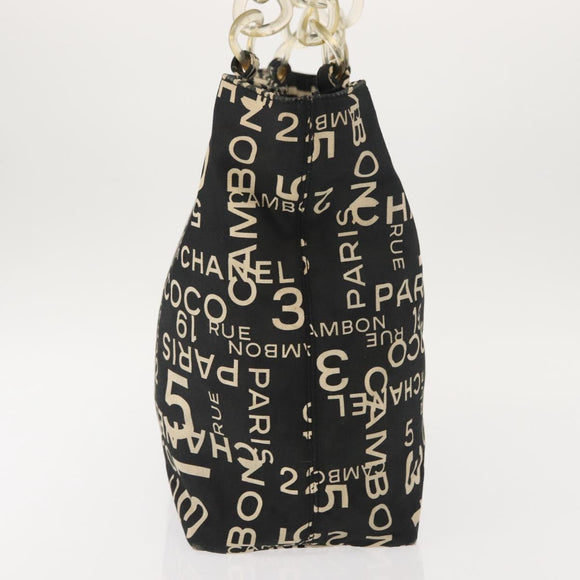 CHANEL Bysy Line Tote Bag Canvas Black CC Auth 147965