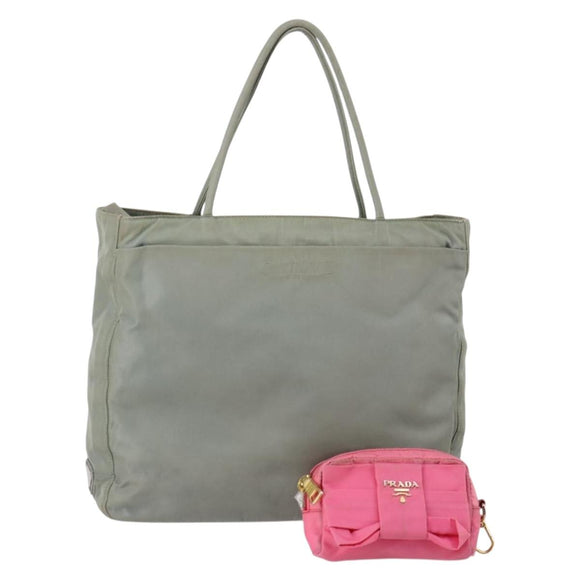 PRADA Tote Bag Nylon 2 Set Pink Khaki Auth 147966